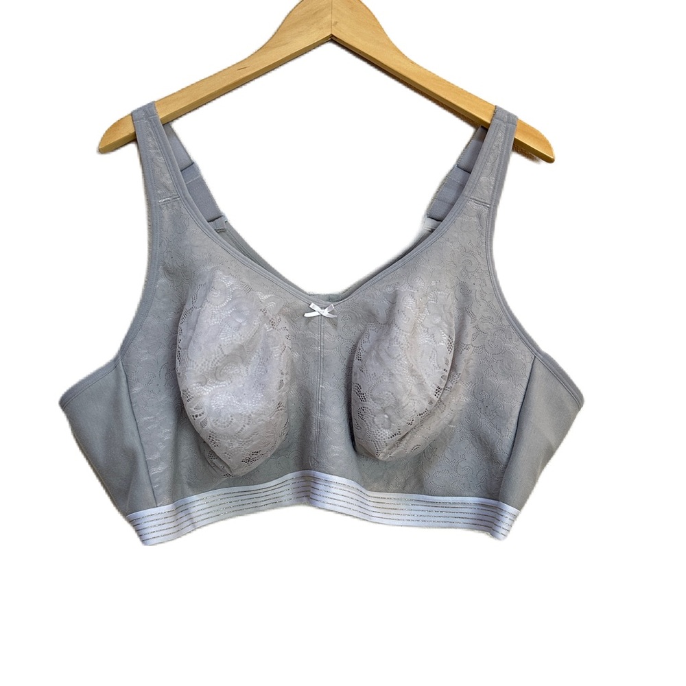 Cacique Unlined Full Coverage No Wire Lace Bra Gray Women’s Sz‎ 54D